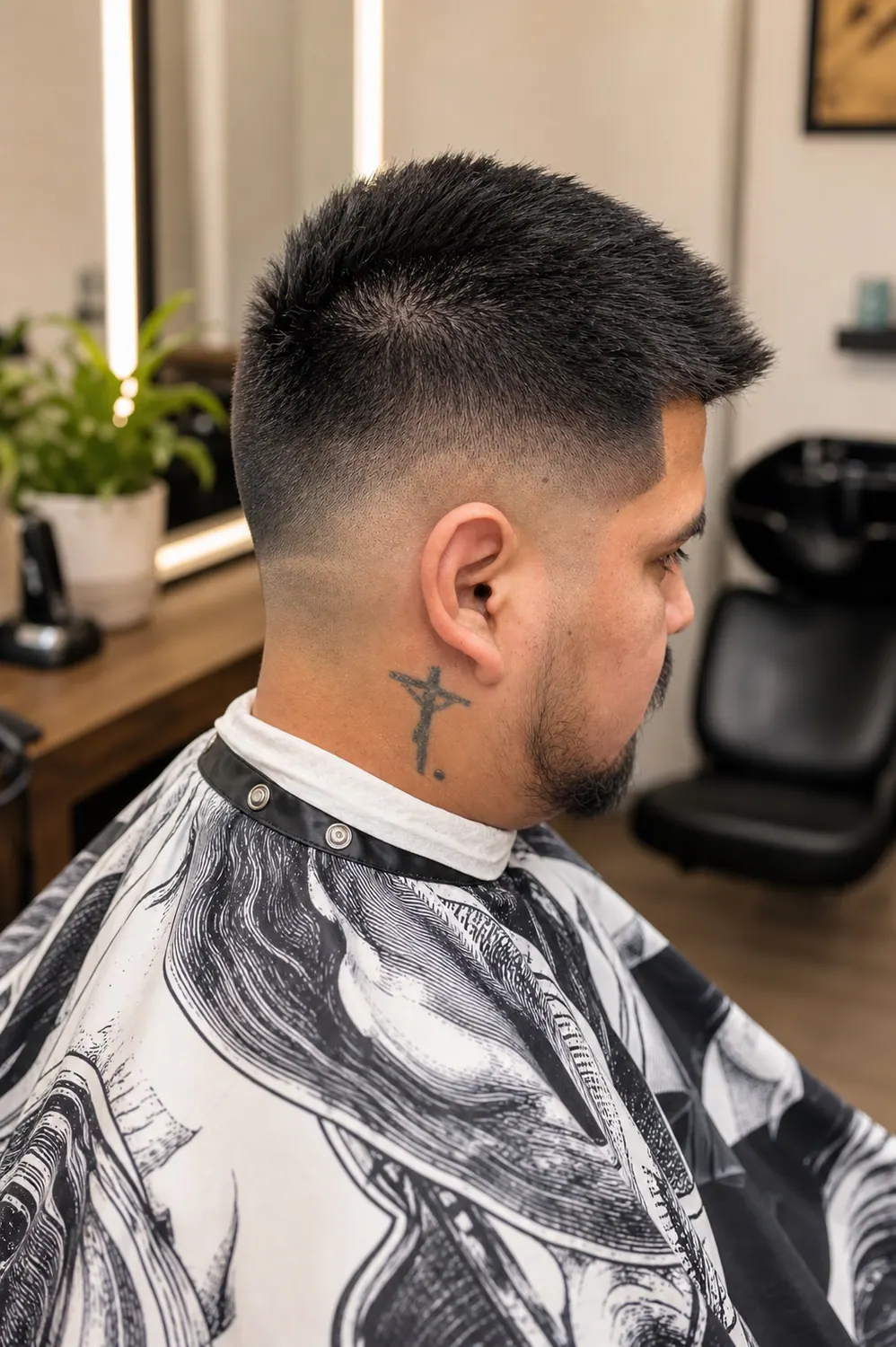 Men's skin fade haircut detail at Hair Code salon in Highlands Ranch