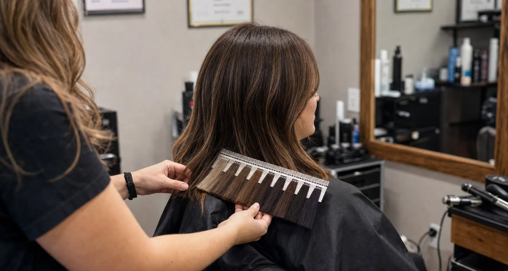 Hair color consultation with swatches at Hair Code in Highlands Ranch